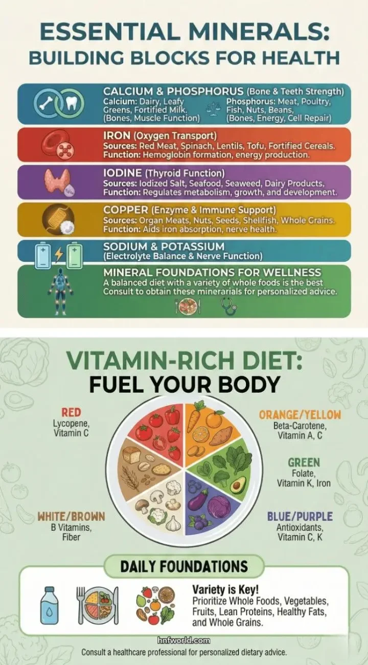 Visual guide on a vitamin-rich diet, showcasing essential foods and their contributions to overall wellness.